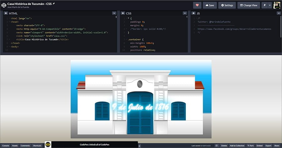 Casa histórica de Tucumán con CSS - Codepen