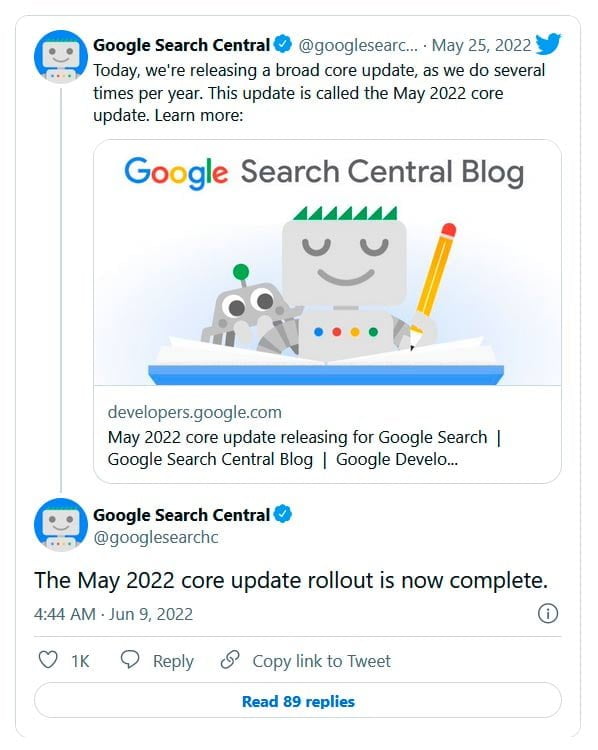 Google May 2022 core update