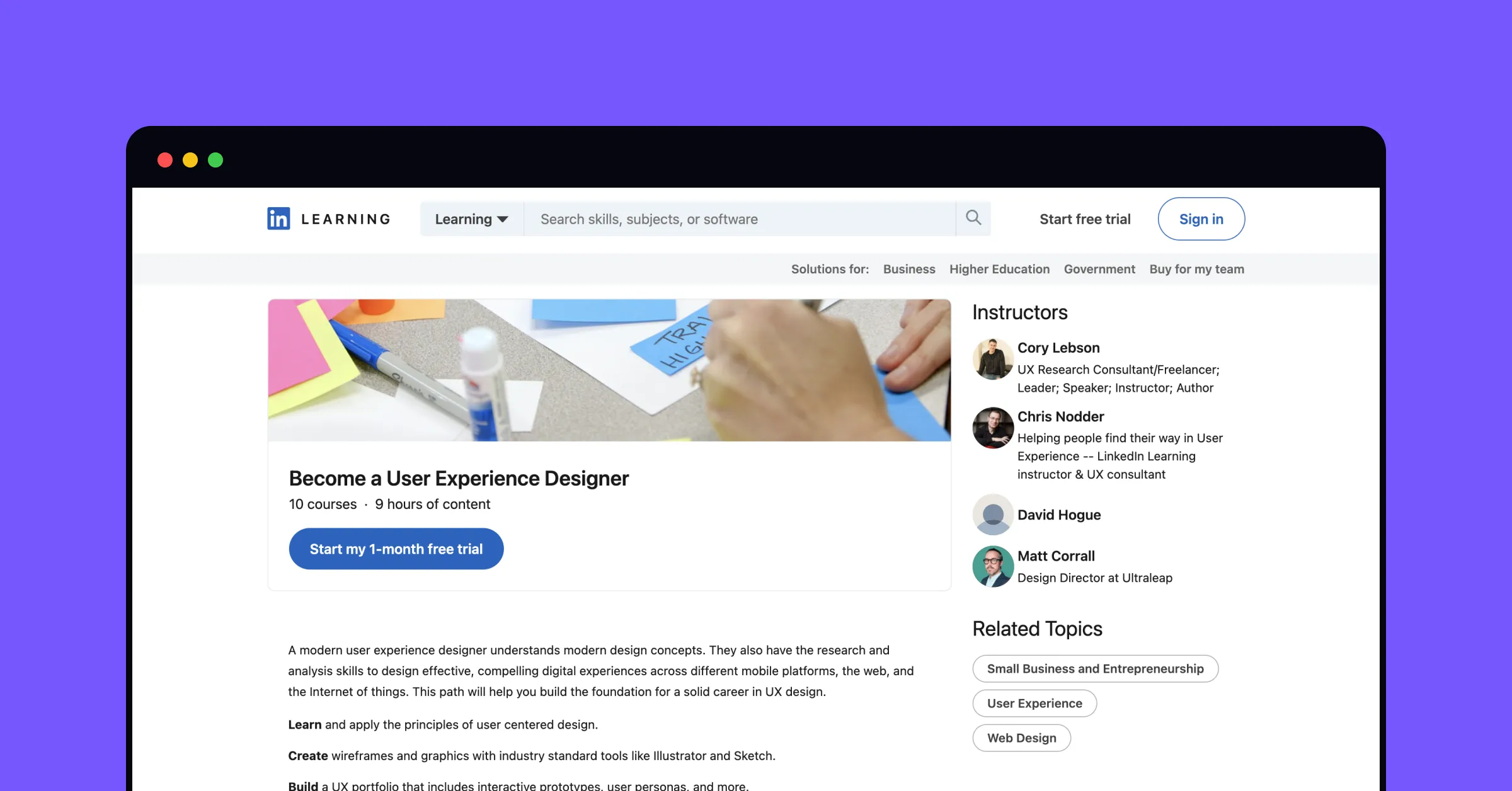 curso de diseño UX en linkedin