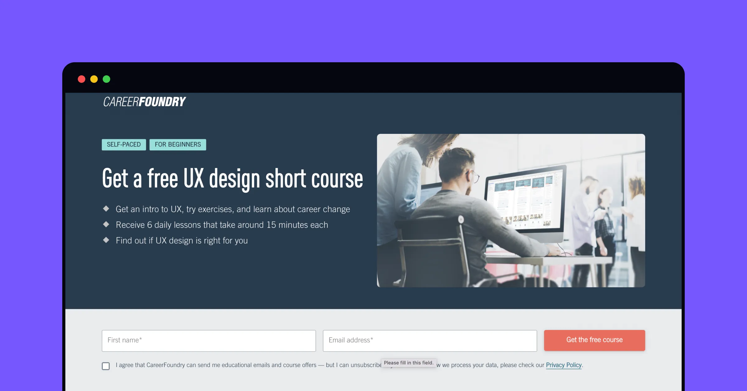 curso gratuito de ux de CareerFoundry