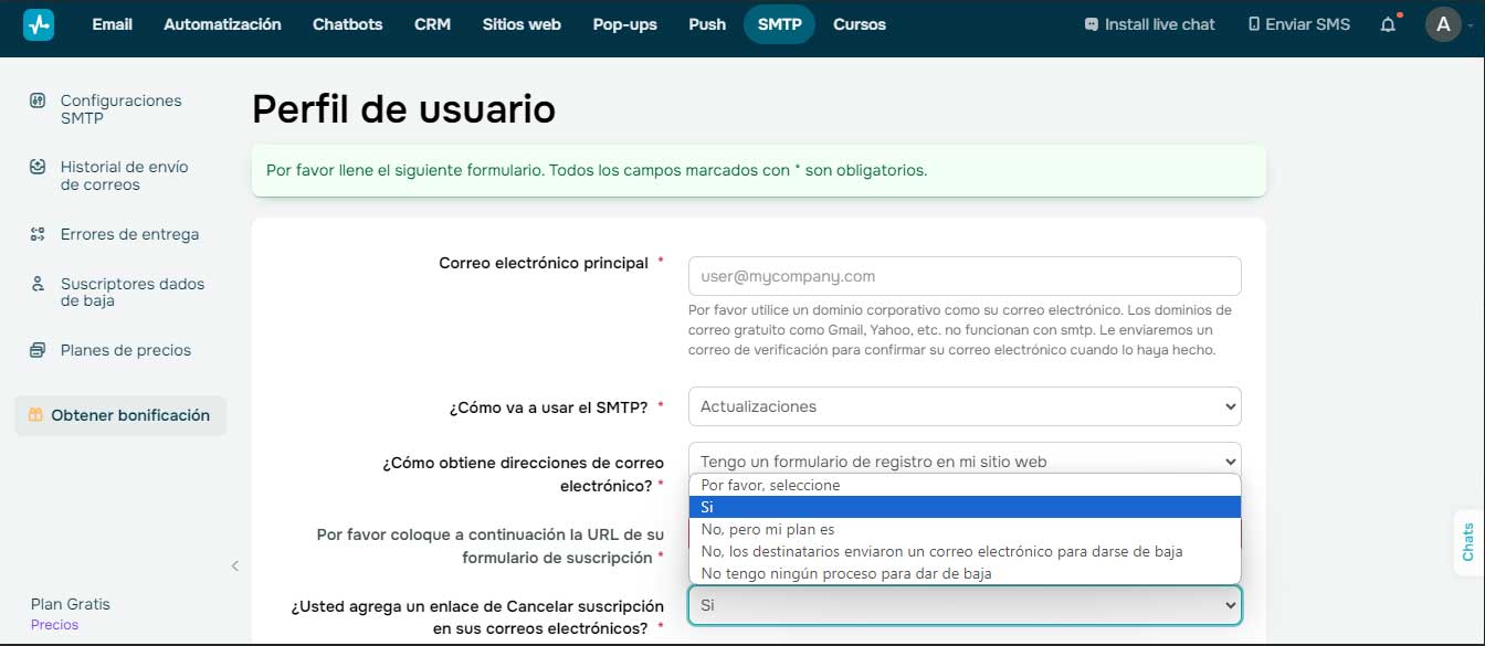 send pulse smtp