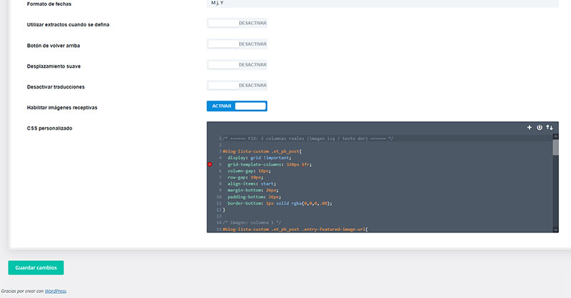 divi CSS personalizado