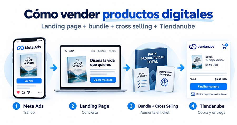 Cómo vender productos digitales con Landing Pages, Tiendanube y Meta Ads